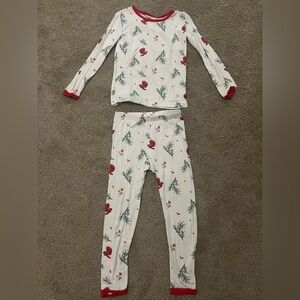 Kyte BABY Cardinal Red and Green Floral Kids Pajama Set